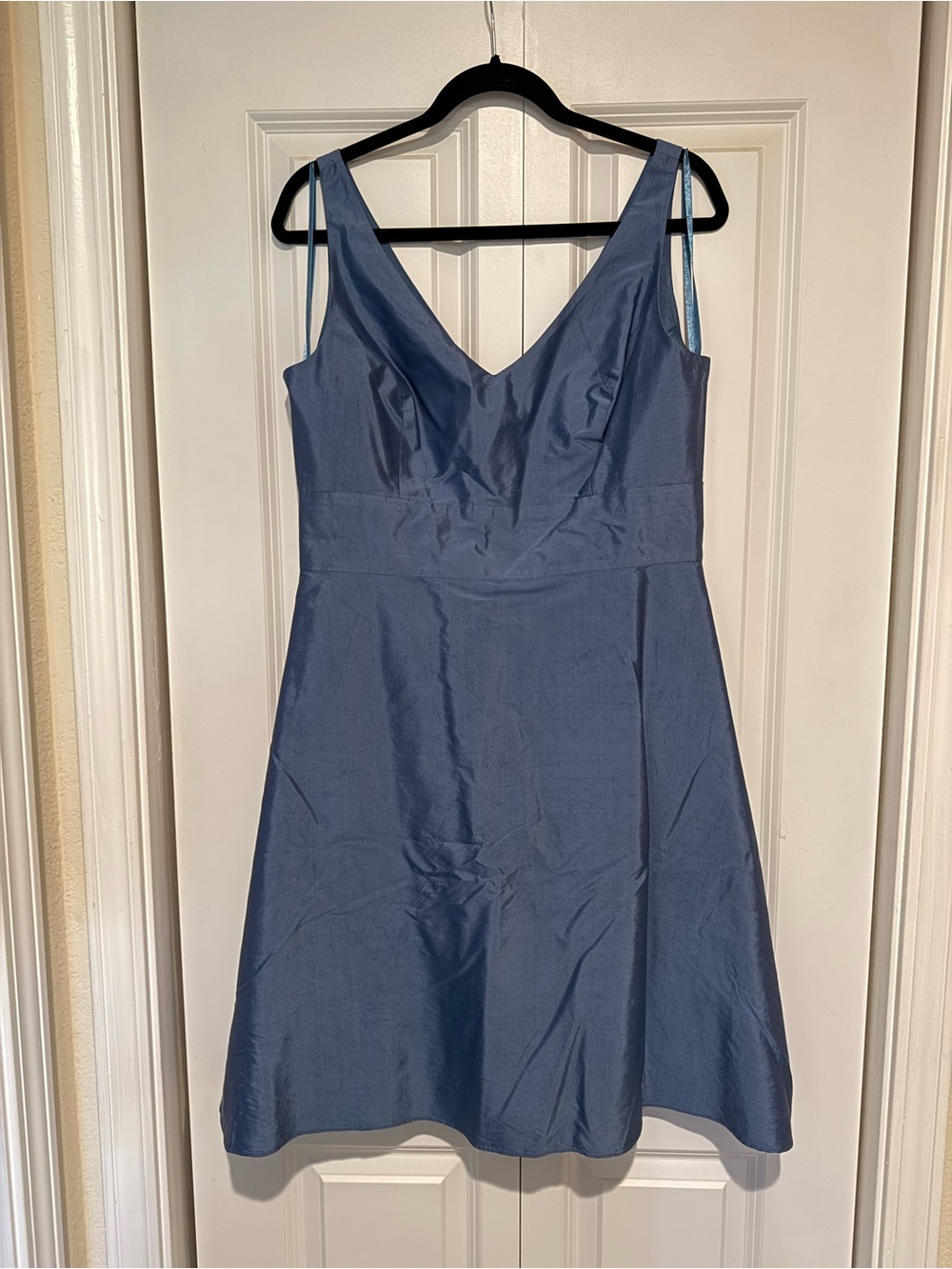 Ann Taylor Steel Blue V-Neck A-Line Cocktail Dress
